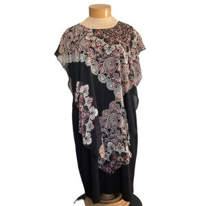 Enfocus Women 20W Black Red Paisley Cape Overlay Dress Plus Size